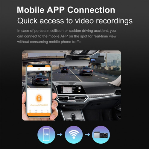 U06 2K Ultra HD Vision nocturne WiFi enregistreur de conduite de voiture prend en charge l'application mobile SH16111673-014