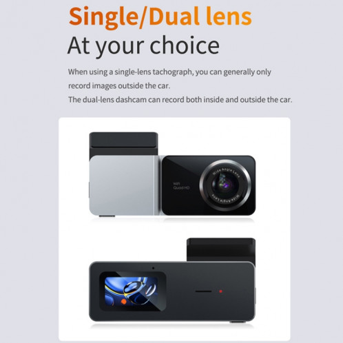 U06 2K Ultra HD Vision nocturne WiFi enregistreur de conduite de voiture prend en charge l'application mobile SH16111673-014