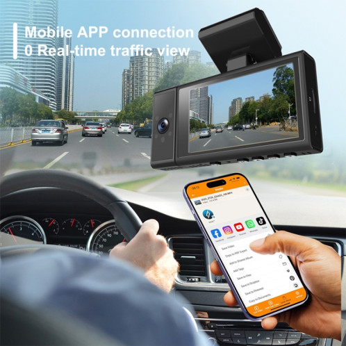 X12 2K Ultra HD panoramique triple enregistrement WiFi enregistreur de conduite de voiture prise en charge de l'application mobile SH1613216-09