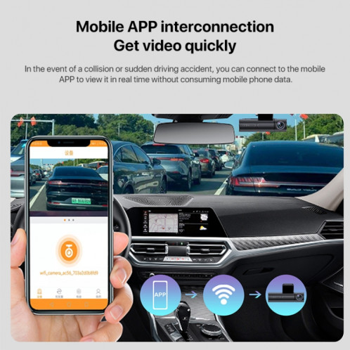 U02 2K Ultra HD Vision nocturne Enregistreur de conduite WiFi avant et intérieur de voiture SH1615886-011