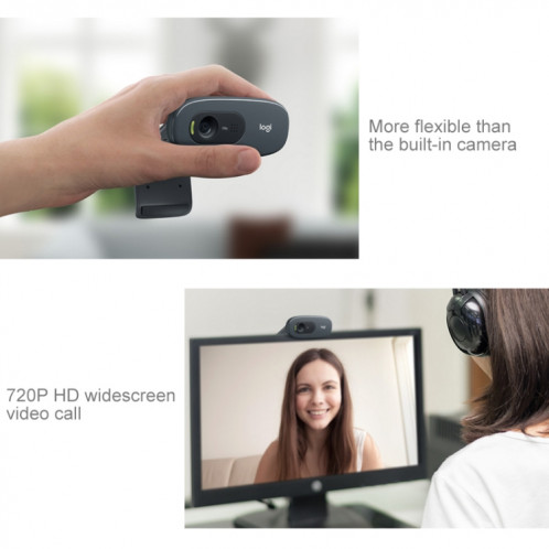 La caméra Web HD C270 de Logitech répond à tous les besoins en matière d'appels vidéo HD 720p (Noir) SL665B647-08