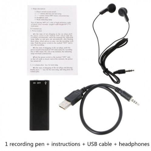 Stylo enregistreur USB 8 Go Lecteur MP3 Classe d'écoute Stylo mémoire Old Man (noir) SH039B370-06