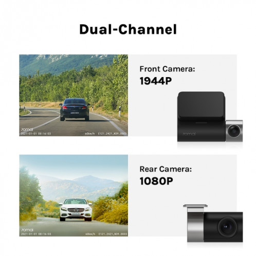  Xiaomi 70mai Dash Cam A500S-1 double caméra voiture 2 pouces 2.7K 1944P caméra de tableau de bord, prise en charge WiFi et GPS et Vision nocturne, édition internationale SH98991798-07