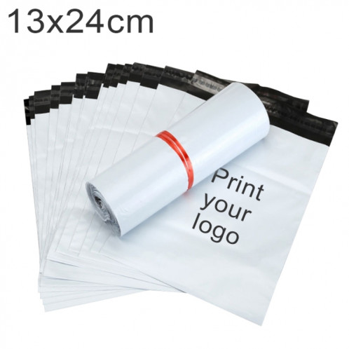 30000 PCS 13x24cm Sacs de messagerie en plastique épais imprimés personnalisés avec votre logo pour les produits Emballage et envoi (blanc) SH123W1112-06