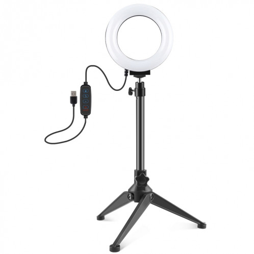 PULUZ 4.7 pouces 12cm USB 3 Modes anneau LED à intensité variable Vlogging photographie lumières vidéo + support de trépied de bureau avec tête de trépied à chaussure froide SP30311737-013