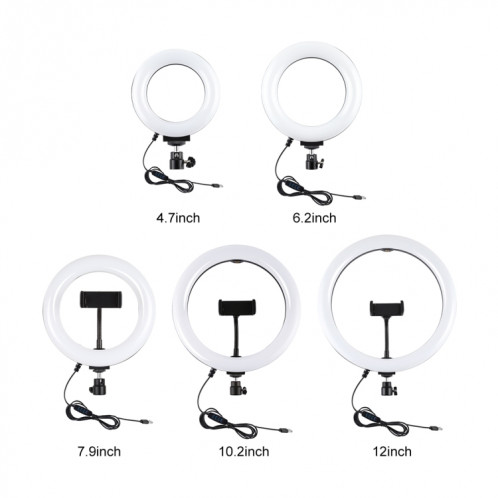 PULUZ 6.2 pouces 16cm USB 3 Modes anneau LED à intensité variable Vlogging photographie lumières vidéo + support de trépied de bureau avec tête de trépied à chaussure froide SP3032658-013