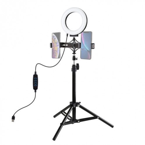 Support de trépied PULUZ 70cm + support de diffusion en direct avec deux supports de téléphone + 6,2 pouces 16cm anneau LED Vlogging Kits de lumière vidéo SP30371863-015