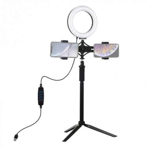 Support de trépied PULUZ + tige d'extension + support en direct pour diffusion téléphonique + 6,2 pouces 16cm anneau LED vlogging vidéo kits de lumière SP3038756-015