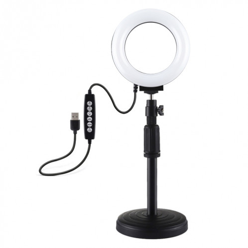 Puluz 4,7 pouces 12 cm Bague de surface incurvée + montage de bureau ronde Mont USB 10 modes 8 couleurs RGBW DIMMable Bague LED Selfie Beauty Vlogging Photographie Vidéo lumières avec une tête de trépied de SP046B812-017