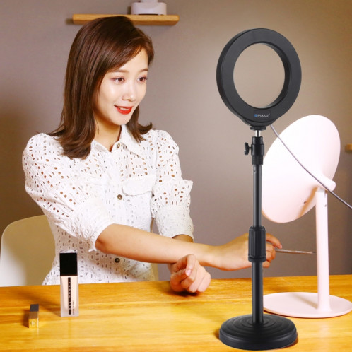 Puluz 4,7 pouces 12 cm Bague de surface incurvée + montage de bureau ronde Mont USB 10 modes 8 couleurs RGBW DIMMable Bague LED Selfie Beauty Vlogging Photographie Vidéo lumières avec une tête de trépied de SP046B812-017