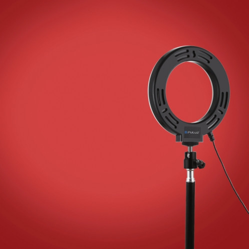 PULUZ 6.2 pouces 16cm USB 10 modes 8 couleurs RGBW Dimmable LED Ring Vlogging Photographie Video Lights + Support de trépied de bureau avec tête de trépied à chaussure froide (noir) SP048B383-015