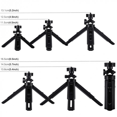PULUZ 4,7 pouces 12cm USB 3 modes Dimmable Anneau LED Vlogging Photographie Lumières Vidéo + Kit de montage de trépied de poche avec tête de trépied à chaussure froide (Noir) SP058B1028-011