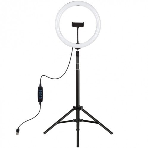 PULUZ 11.8 pouces 30cm Light + 1.65m Support de trépied Surface incurvée USB 3 modes Dimmable Double Anneau de LED de température de couleur Vlogging Video Light Kits de diffusion en direct avec pince de téléphone SP061B1636-015