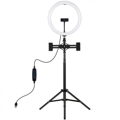 PULUZ 11.8 pouces 30cm Lumière + Trépied 1.65m + Support de téléphone double Surface incurvée USB 3 modes Dimmable Anneau LED de température double couleur Vlogging Video Light Kits de diffusion en direct avec SP062B980-015