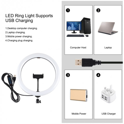 PULUZ 11.8 pouces 30cm Lumière + Trépied 1.65m + Support de téléphone double Surface incurvée USB 3 modes Dimmable Anneau LED de température double couleur Vlogging Video Light Kits de diffusion en direct avec SP062B980-015