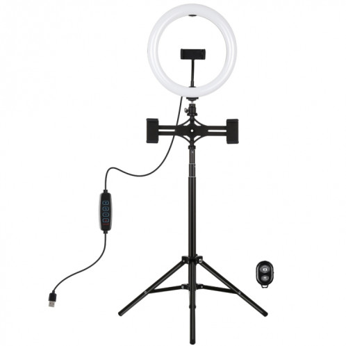Support de trépied de Puluz 1.65m + Supports à double téléphone + 10,2 pouces 26cm Surface incurvée USB 3 modes Dimmable Température de couleur Double Color Température Bague Selfie Vlogging Vidéo Live Broadcast SP066B802-015