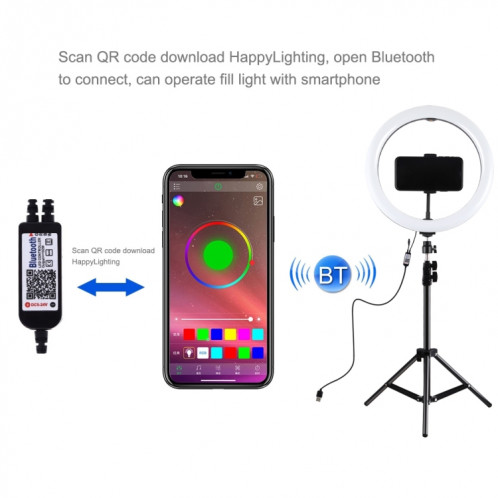 Puluz 11,8 pouces 30cm RGBW Light + 1.1M Trépied Surface courbe Dimmable LED Dual Couleur Température Température LED Bague Selfie Vlogging Vidéo LIGHT LIGHT BRILLER KITS AVEC TÊTE DE TRIPODE DE TRIPODE DE TÊTE DE SP067B699-019