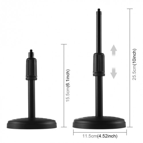Puluz 7,9 pouces 20cm Light + Base de bureau ronde USB 3 Modes Dimmable Double couleur Température LED Courbe Light Bague Vlogging Selfie Photographie Vidéo lumières avec pince de téléphone (noir) SP078B1634-014