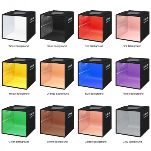 PULUZ 25CM pliable bague de cri de cri de cri à LED d'éclairage de photo de tente de studio + tampon de panneau de lampe lumineuse sans ombre avec 12 couleurs Taille: 25cm x 25cm x 25cm (noir) SP101B740-013