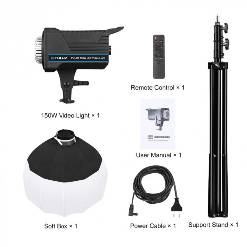 PULUZ 220V 150W 3200K-5600K Studio Vidéo Lumière + 2.8m Support de Lumière + 65cm Lanterne Pliable Softbox Photographie Kit SP05EU1788-011