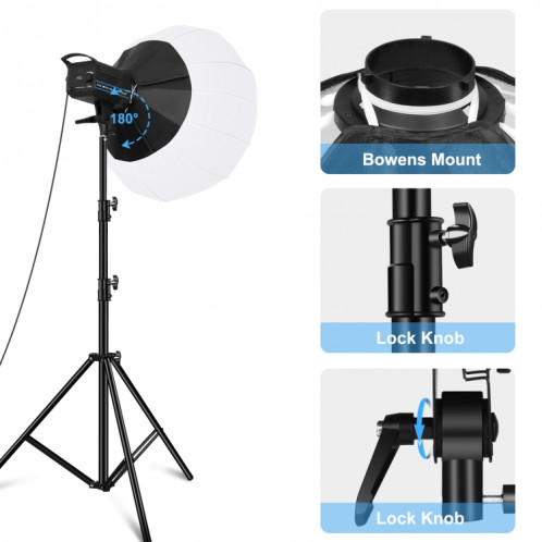 PULUZ 220V 150W 3200K-5600K Studio Vidéo Lumière + 2.8m Support de Lumière + 65cm Lanterne Pliable Softbox Photographie Kit SP05EU1788-011
