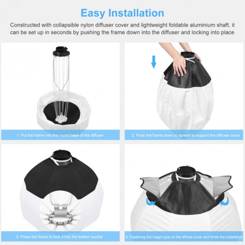 PULUZ 220V 150W 3200K-5600K Studio Vidéo Lumière + 2.8m Support de Lumière + 65cm Lanterne Pliable Softbox Photographie Kit SP05EU1788-011