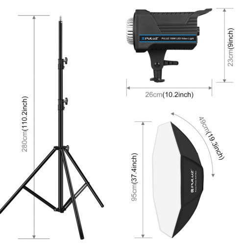 PULUZ 150W 3200K-5600K Photo studio strobe flash Light Kit avec Softbox Reflector & Trépied (Plug EU) SP08EU801-011