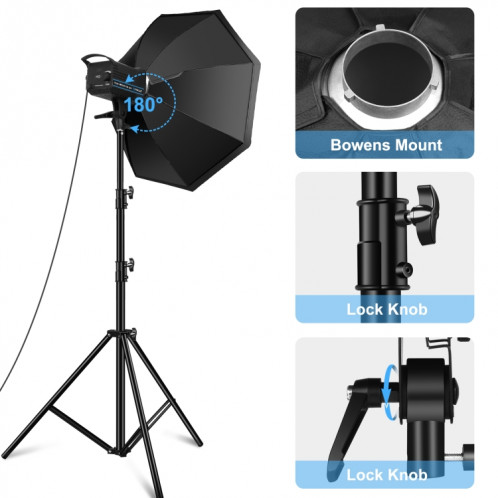 PULUZ 150W 3200K-5600K Photo studio strobe flash Light Kit avec Softbox Reflector & Trépied (Plug EU) SP08EU801-011