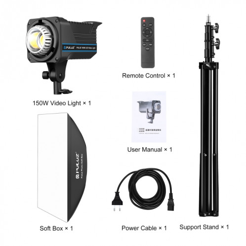 PULUZ 150W 3200K-5600K Photo studio strobe flash Light Kit avec Softbox Reflector & Trépied (Plug EU) SP11EU1634-012
