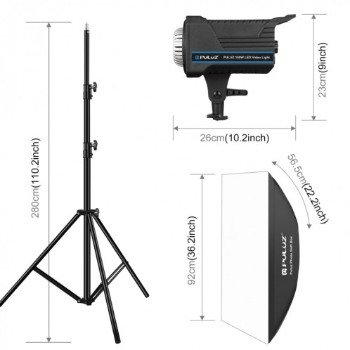 PULUZ 150W 3200K-5600K Photo studio strobe flash Light Kit avec Softbox Reflector & Trépied (Plug EU) SP11EU1634-012