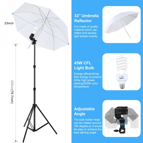 Kit de photographie PULUZ LED Light Studio Softbox avec fond et support réfléchissant et trépied et sacs de sable () SP12EU1827-08