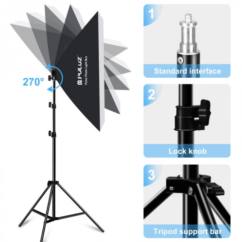 Kit d'éclairage Softbox Puluz 2 PCS 50x70cm Professional Photo Studio photographie Équipement de photographie avec 2 x E27 Socket Socket Photographie Prise de photographie Kit d'éclairage (UE Plug) SP33EU1019-09