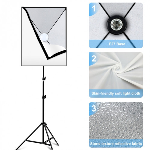 Kit d'éclairage Softbox Puluz 2 PCS 50x70cm Professional Photo Studio photographie Équipement de photographie avec 2 x E27 Socket Socket Photographie Prise de photographie Kit d'éclairage (UE Plug) SP33EU1019-09