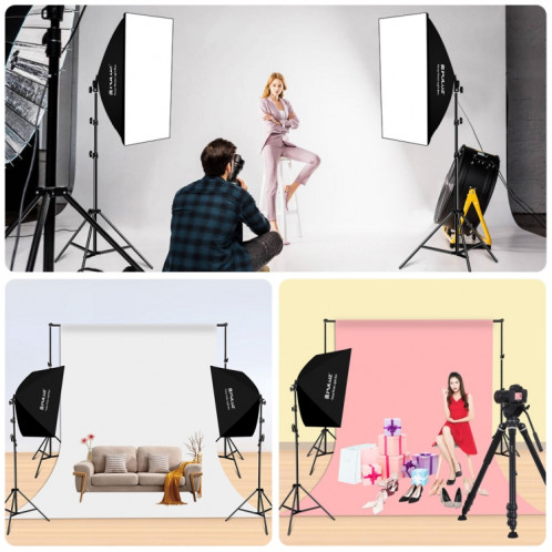 Kit d'éclairage Softbox Puluz 2 PCS 50x70cm Professional Photo Studio photographie Équipement de photographie avec 2 x E27 Socket Socket Photographie Prise de photographie Kit d'éclairage (UE Plug) SP33EU1019-09