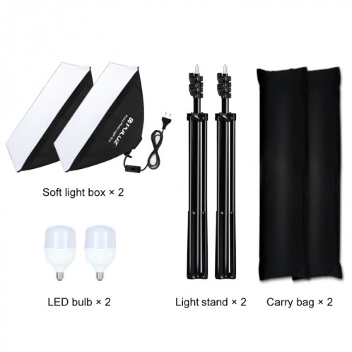 Kit d'éclairage Softbox Puluz 2 PCS 50x70cm Professional Photo Studio photographie Équipement de photographie avec 2 x E27 Socket Socket Photographie Prise de photographie Kit d'éclairage (UE Plug) SP33EU1019-09