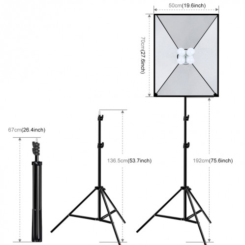 Kit d'éclairage Softbox Softbox Puluz 2 pcs 50x70cm Professional Photo Studio photographie Équipement de la photographie avec 8 x E27 20W E27 Socket Socket Lighting Kit d'éclairage pour la photographie de portrait de SP34US1661-010