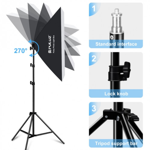 Kit d'éclairage Softbox Softbox Puluz 2 pcs 50x70cm Professional Photo Studio photographie Équipement de la photographie avec 8 x E27 20W E27 Socket Socket Lighting Kit d'éclairage pour la photographie de portrait de SP34US1661-010