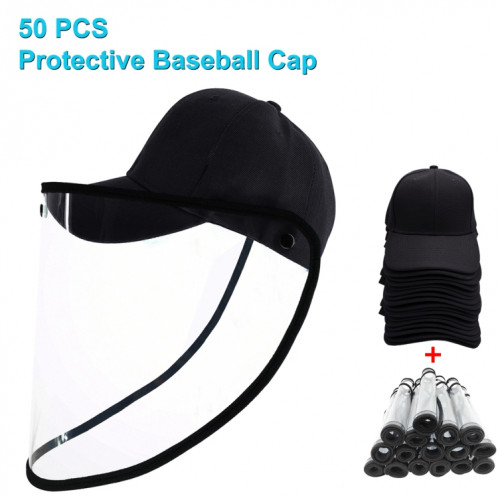 50 PCS Anti-Salive Splash Anti-Spitting Anti-Fog Anti-Oil Protective Baseball Cap Mask Masque Visage Amovible (Noir) SH463B883-014