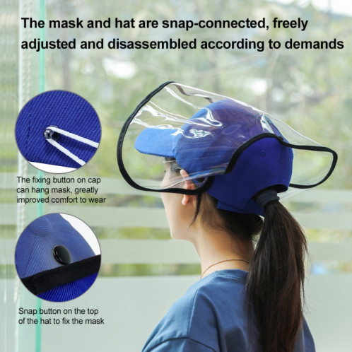 50 PCS Anti-Saliva Splash Anti-Spitting Anti-Fog Anti-Oil Protective Baseball Cap Mask Masque amovible Face Shield (Bleu) SH463L996-014