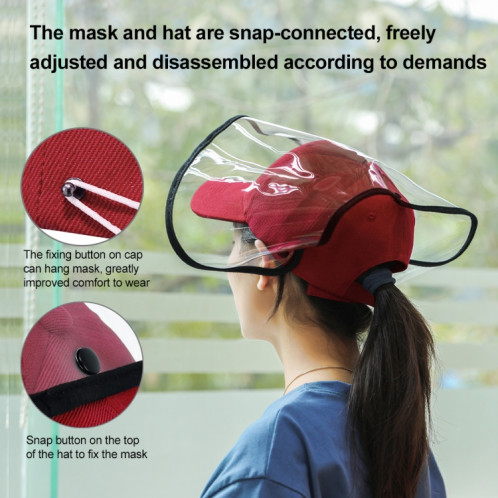 50 PCS Anti-Salive Splash Anti-Spitting Anti-Fog Anti-Oil Protective Baseball Cap Mask Masque Visage Amovible (Rouge) SH463R1462-014