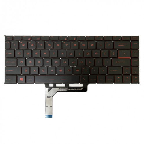 Clavier d'ordinateur portable version US avec rétroéclairage pour MSI GS65 / GS65VR / MS-16Q2 / Stealth 8SE /8SF / 8SG /Thin 8RE / Thin 8RF (Rouge) SH004R1246-06