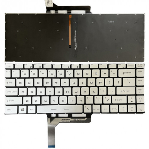 Clavier d'ordinateur portable version US avec rétroéclairage pour MSI GS65 / GS65VR / MS-16Q2 / Stealth 8SE /8SF / 8SG /Thin 8RE / Thin 8RF (Argent) SH004S1232-06