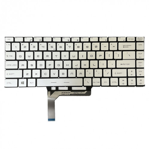 Clavier d'ordinateur portable version US avec rétroéclairage pour MSI GS65 / GS65VR / MS-16Q2 / Stealth 8SE /8SF / 8SG /Thin 8RE / Thin 8RF (Argent) SH004S1232-06