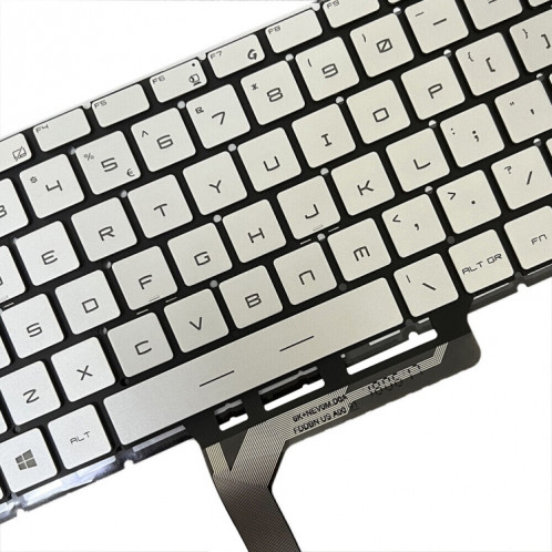 Clavier d'ordinateur portable version US avec rétroéclairage pour MSI GS65 / GS65VR / MS-16Q2 / Stealth 8SE /8SF / 8SG /Thin 8RE / Thin 8RF (Argent) SH004S1232-06