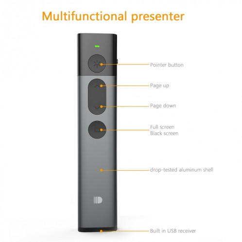 Doosl DSIT032 2.4GHz Wireless Presenter PowerPoint Représentation du clicker Télécommande Pointeur laser vert, distance de contrôle: 100m SD2221518-011