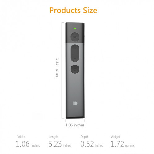 Doosl DSIT032 2.4GHz Wireless Presenter PowerPoint Représentation du clicker Télécommande Pointeur laser vert, distance de contrôle: 100m SD2221518-011