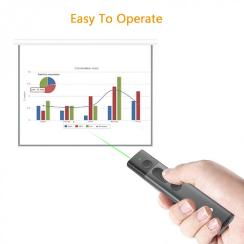 Doosl DSIT032 2.4GHz Wireless Presenter PowerPoint Représentation du clicker Télécommande Pointeur laser vert, distance de contrôle: 100m SD2221518-011