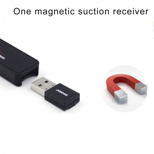 ASiNG A218 USB Charge 2.4GHz Wireless Presenter PowerPoint Clicker Représentation Pointeur de contrôle à distance, Distance de contrôle: 100m (Noir) SA081B1824-013