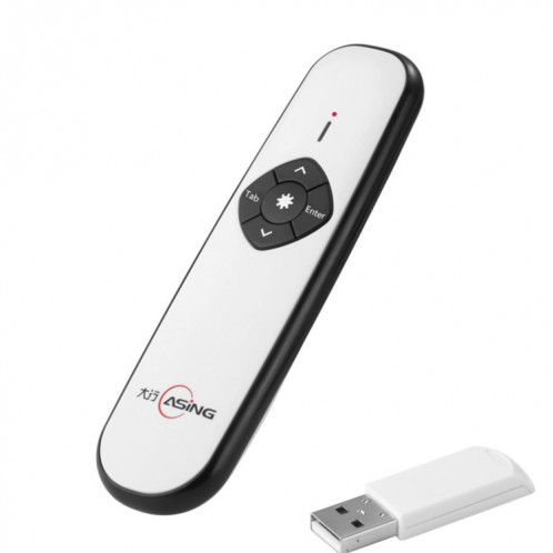 ASiNG A800 USB Charge 2.4GHz Wireless Presenter PowerPoint Clicker Représentation Pointeur de contrôle, Distance de contrôle: 100m (Blanc) SA082W498-011