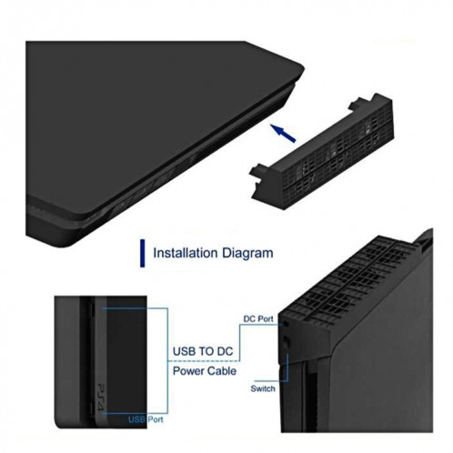 DOBE TP4-819 Ventilateur de refroidissement de contrôle de la température pour Sony PS4 Slim Console de jeu (Noir) SD008B142-06